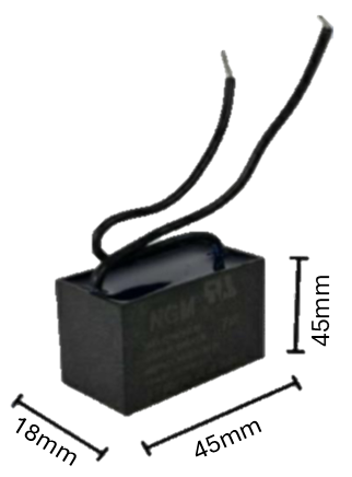Capacitor de arranque para Ventilador 15 MFD 250V (45mm x 26mm x 45mm) | Potencia Máxima y Estabilidad en Marcha para Motores de Alto Torque