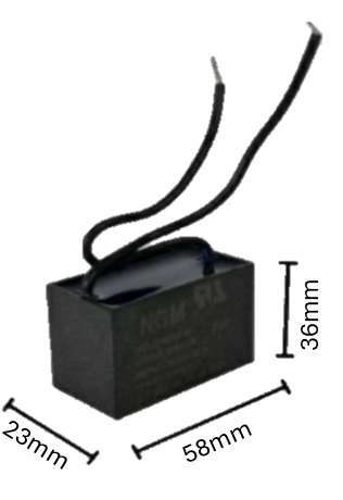 Capacitor de arranque para Ventilador 18 MFD 250V (58mm x 23mm x 36mm) | Rendimiento Superior y Estabilidad de Fase para Motores de Alta Potencia