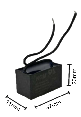 Capacitor de Marcha para Ventilador 2.5 MFD 250V (37mm x 11mm x 23mm) | Estabilidad de Giro y Rendimiento Térmico