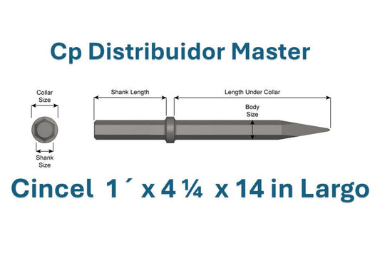 Cincel Neumático de Punta  14" largo  con Vástago 1" x 4 1/4"  21200