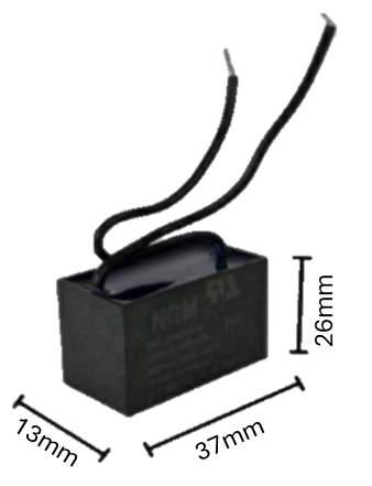Capacitor de arranque para Ventilador 3.5 MFD 250V (37mm x 13mm x 26mm) | Torque de Giro Reforzado y Estabilidad Térmica