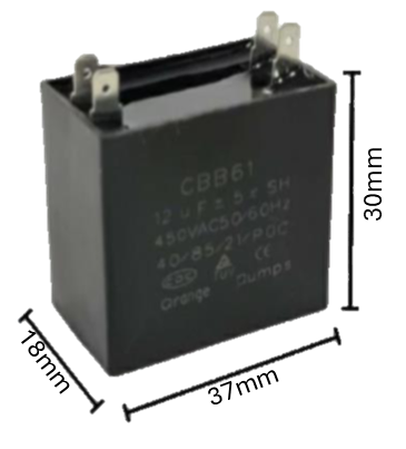 Capacitor de Arranque para MiniSplit 3.5 MFD 450V (37mm x 18mm x 30mm) | Máximo Desempeño y Torque Industrial para Sistemas HVAC
