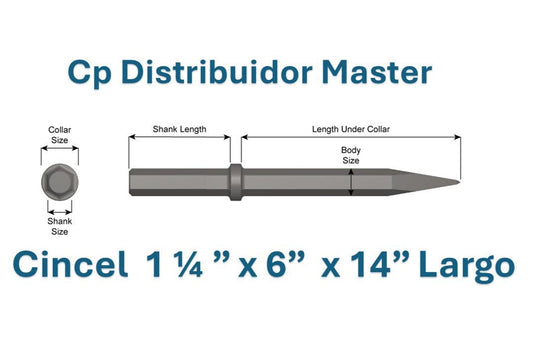 Cincel Neumático de Punta Estándar 14"  con Vástago 1 1/4 x 6"   41200