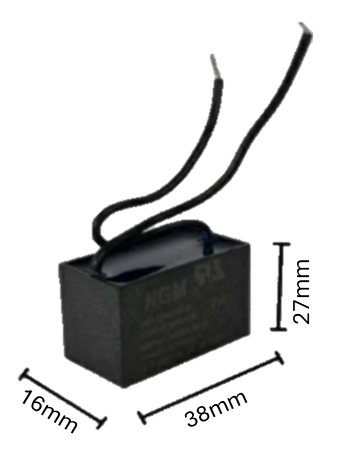 Capacitor de arranque para Ventilador 4.5 MFD 250V (38mm x 16mm x 27mm) | Máximo Torque de Trabajo para Motores de Alto Desplazamiento