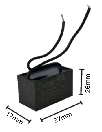 Capacitor de arranque para Ventilador 5 MFD 250V (37mm x 17mm x 26mm) | Máxima Capacitancia para Sistemas de Ventilación de Alto Flujo