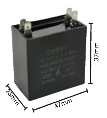 Capacitor de Arranque para MiniSplit 5 MFD 450V (47mm x 23mm x 37mm) | Máxima Potencia y Torque Industrial para Sistemas HVAC