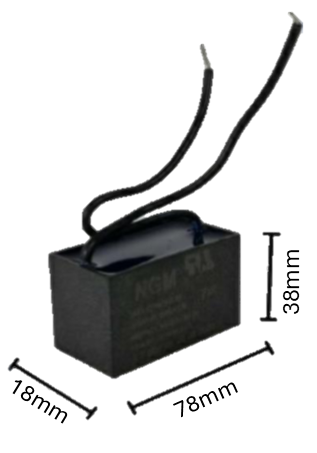 Capacitor de arranque para Ventilador 6 MFD 250V (48mm x 18mm x 38mm) | Potencia Extrema para Sistemas de Extracción y Aire Lavado