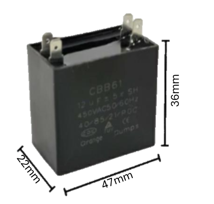 Capacitor de Arranque para MiniSplit 6 MFD 450V (47mm x 22mm x 36mm) | Máximo Par de Arranque y Estabilidad para Motores Industriales HVAC