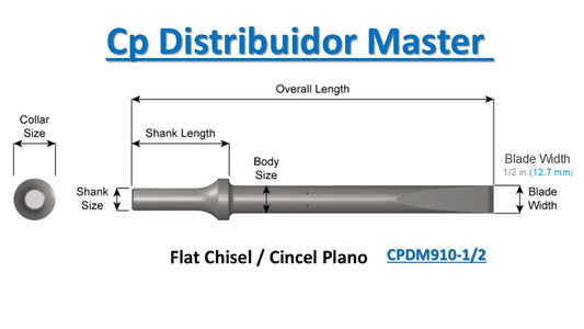 Cincel 910 1/2  de 6-1/2 pulg. 165,1 mm ancho de hoja 1/2 pulg. 12,7mm vástago de 0,401