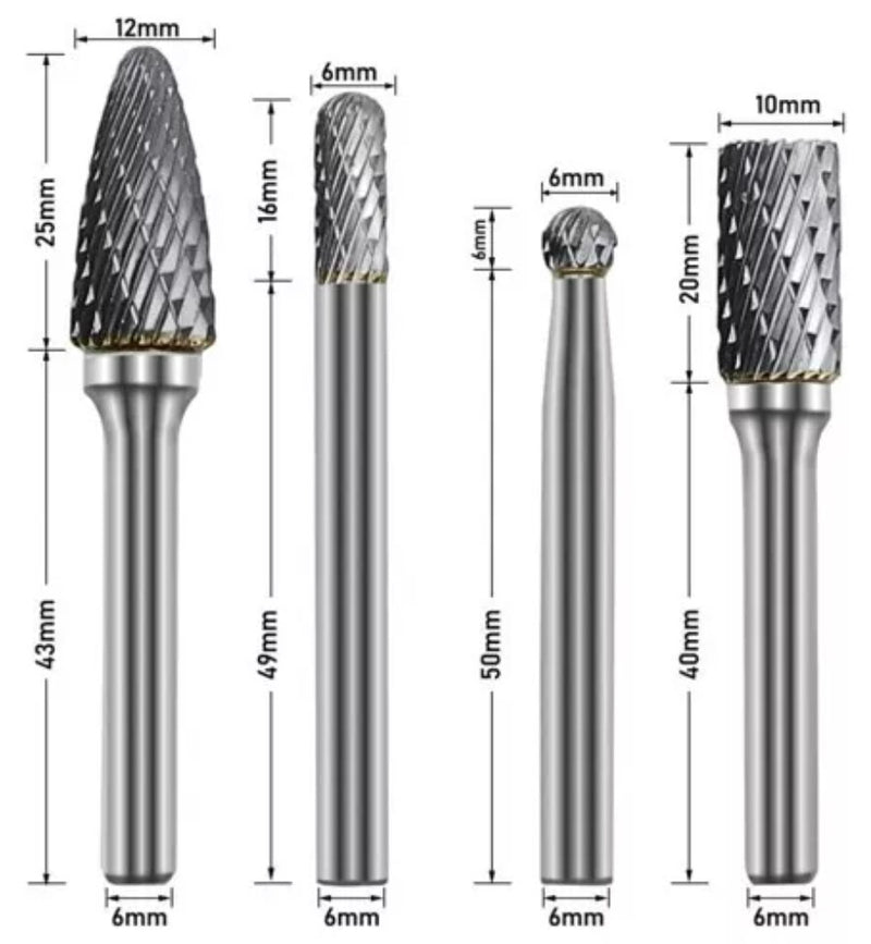 Juego De Fresas Rotativas De Tungsteno, Limas Rotativas para turbina y amoladora