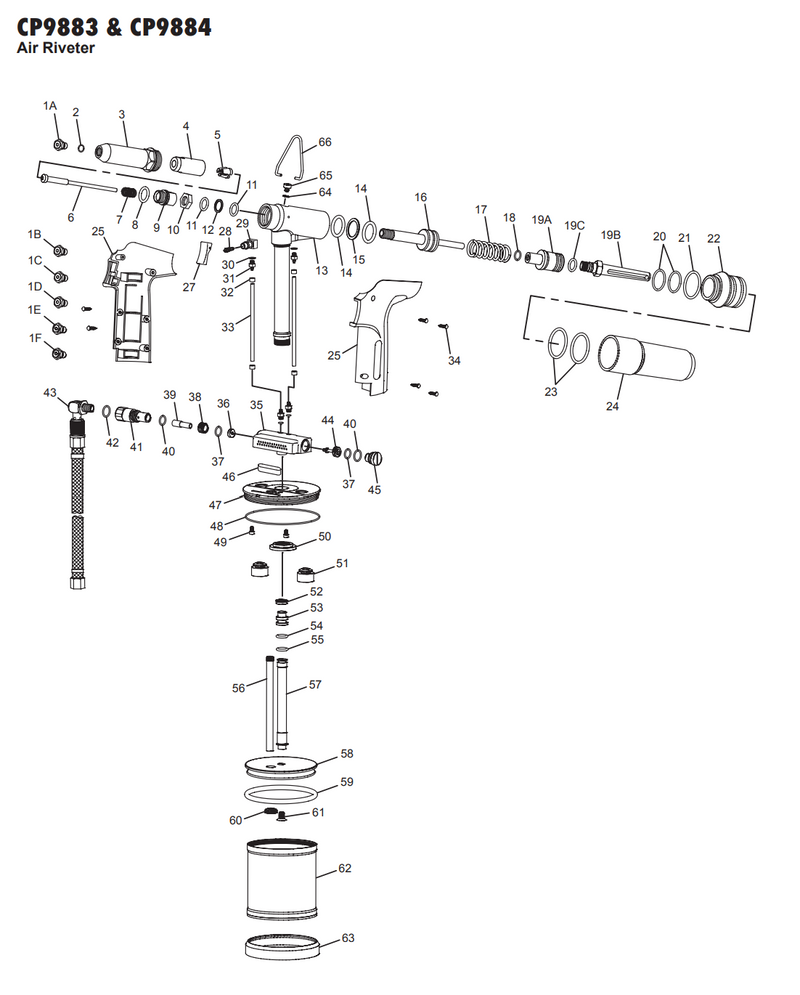 Remachadora hidro neumatica Cp 9883 para remache de aluminio pop