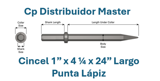 Cincel de Punta Fina Vástago 1" x 4 1/4 x Longitud 24"   23200