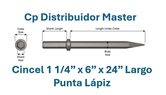 Cincel de Punta Fina Estándar - Longitud 24" x Vástago 1 1/4" x 6"  43200