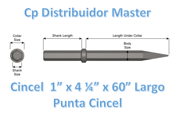 Cincel 1" x 4 1/4 punta lápiz de 60" largo para construcción 26200