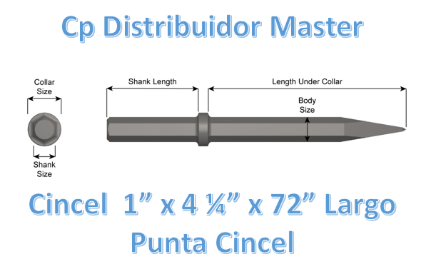Cincel 1" x 4 1/4 punta lápiz de 72" largo para construcción 27200