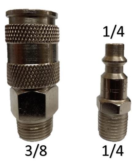 Juego cople rapido macho de 3/8 X 1/4 npt y espiga macho de 1/4 X 1/4 npt
