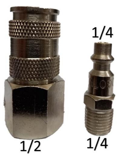 Juego cople rapido hembra de 1/2 X 1/4 npt y espiga macho de 1/4 X1/4 npt