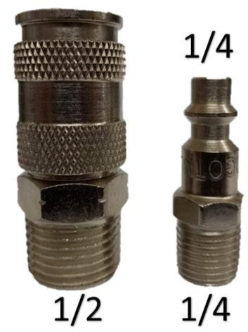 Juego cople rapido macho de 1/2 X 1/4 npt y espiga macho de 1/4 X 1/4 npt