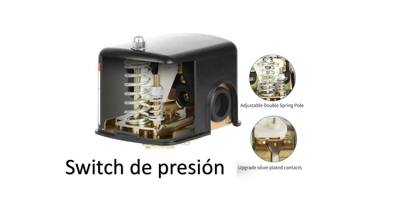 Presostato / reloj - switch de presión para compresores MONO/TRIFASICO