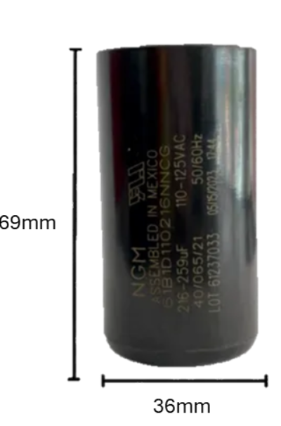 Capacitor de Arranque NGM 216-259 µF 110V | Condensador para Motores Eléctricos