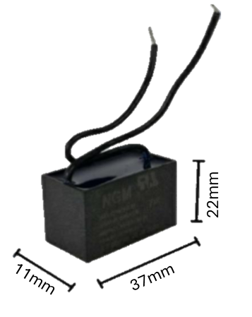 Capacitor de arranque para Ventilador 2 MFD 250V (37mm x 11mm x 22mm) | Eficiencia y Estabilidad en Marcha Continua